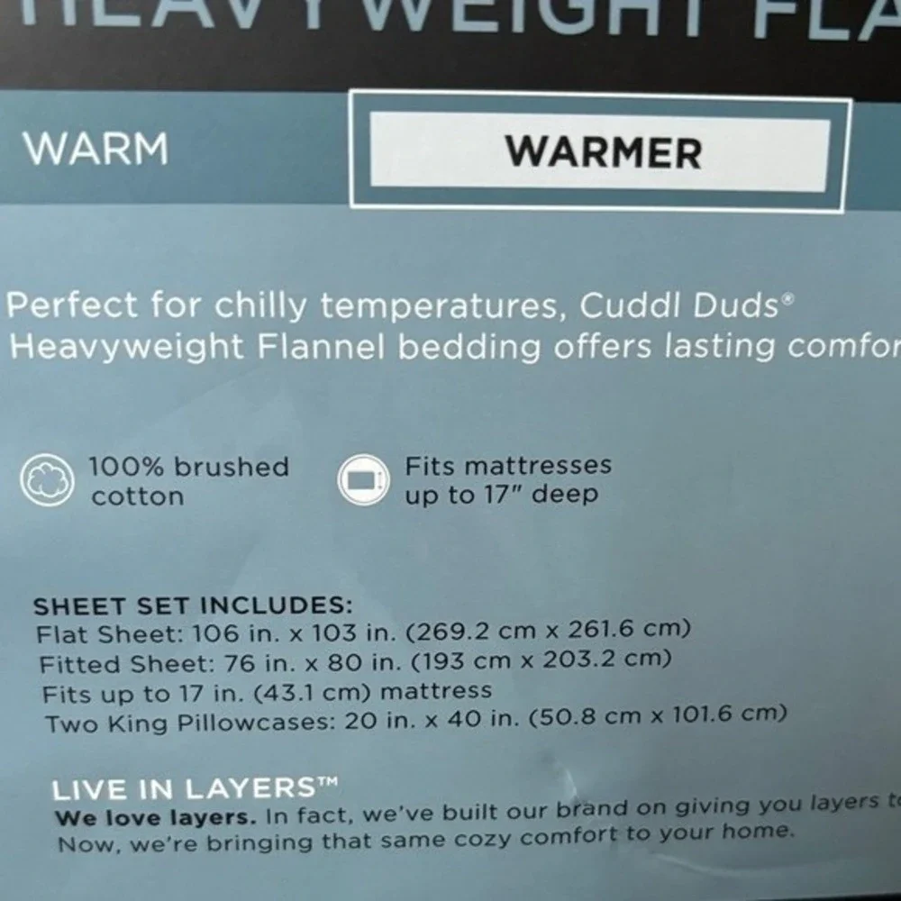 Cuddl Duds Dog Toss Heavyweight Flannel King Sheet Set Winter GIFT NEW